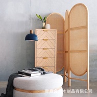 Manufacturer Supply Rattan Folding Screen Mobile Screen Folding Decorative Partition Entrance Hotel 