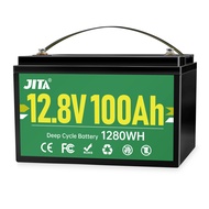 JITA 12V 100Ah LiFePO4 Lithium Battery RV Deep Cycle Battery, Built-in 100A BMS, 10 Year Life, 1280W
