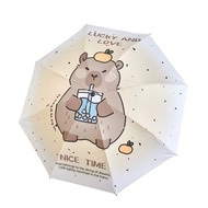 Kapibara UV Automatic Folding Umbrella (Drinking Capybara) [Big Buyer]