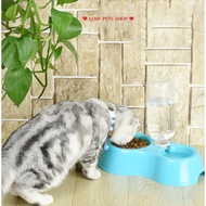 PP plastic 2-compartment dog and cat bowl with automatic water bottle - Love pets shop