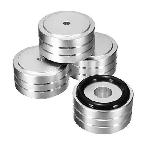 KK-B2-4Pcs 40X20mm Aluminum HIFI AMP Speaker Isolation Stand Turntable DAC Feet Pad (Silver)