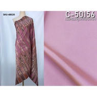 (Fabric Set) 6-Shuttle Silk Real Natural Color (2 Meter Patterned Fabric + 2 Plain Color) Pink With 