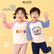 2-8 Years Girls Long Sleeve Toddler Girls Kids T-Shirt Cotton Budak Unisex Baju Raglan Soft Clothing