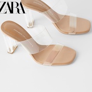 Square Toe 7/9cm Summer ZA/ra New Products Womens Shoes Block heel Transparent Square Toe High Heel 