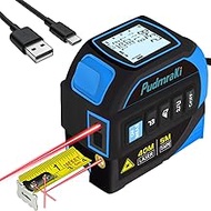 4-in-1 Laser Tape Measure 131Ft, Laser Crosshairs, 16Ft and 5m Auto-locking Tapes, Digital Measuring