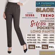 LA FUSHION SELESA Seluar Panjang Kasual Wanita Poket Berzip Kain Memeri Santai Ladies Casual Comfort