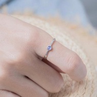 丹泉石坦桑石925純銀簡約鑲邊戒指 可調式戒指