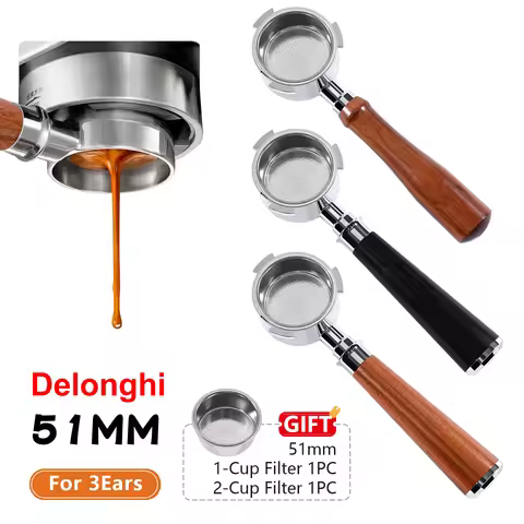 Coffee Bottomless Portafilter 51mm Naked For Delonghi EC680 EC685 EC200 Filter Basket Espresso Machi