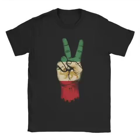 Fun Lion and Sun Iran Victory Symbol T-Shirts for Men Round Neck Cotton T Shirts Short Sleeve Tees 6