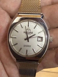 【NOS庫存新品】70年代古董瑞士 Matias 17鑽手動機械錶 鮑魚殼 米蘭帶 (原廠底蓋貼紙仍在/全原裝)$688