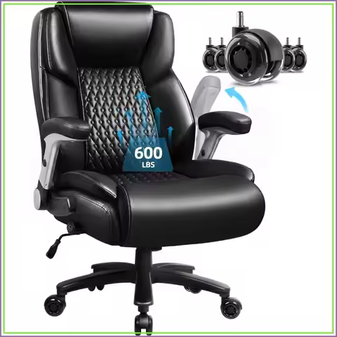 Big and Tall Office Chair with Flip Up Armrests, 600lbs Capacity