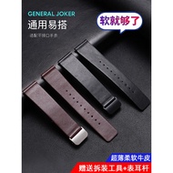 Ultra-thin Soft Leather Watch Strap For Men And Women Black Brown Folding Buckle Substitute Tissot Longines Omega Dw Mid