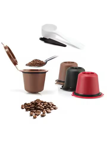3pcs Refillable Reusable Coffee Capsule Filters for Nespresso Machine