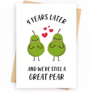 [Coisíní] Anniversary Card Gift Greeting Card, 4th Anniversary Card, Big Pear Funny Love Card, Inclu