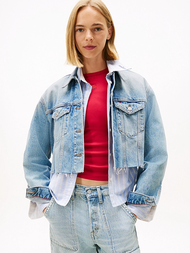 Tommy Jeans - Back Logo Oversized Cropped Denim Jacket