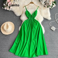 Lovito Elegant Plain Smocked Dress for Women LNL43149