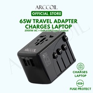 Arccoil Universal Multiport 65W Travel Adapter Gen 2 Phone Car Laptop UK US EUR AU