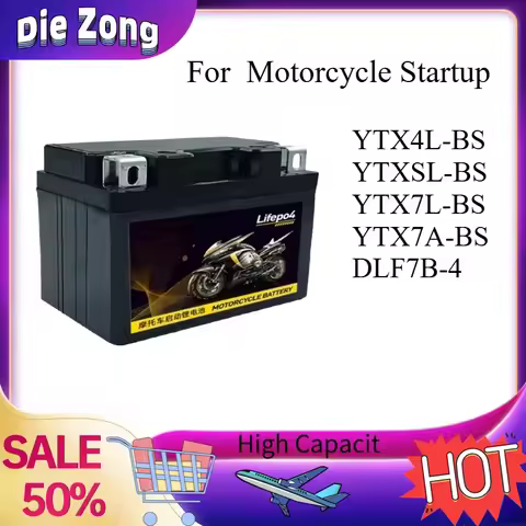 New 12.8V LiFePO4 Battery 4S1P YTX4L-BS YTXSL-BS YTX7L-BS YTX7A-BS DLF7B-4 for Motorcycle Startup Re