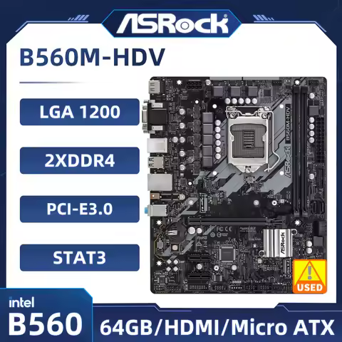 ASROCK B560M-HDV Motherboard Intel B560 LGA1200 DDR4 64GB Micro ATX support i7-11700 i3-10325 i3-101