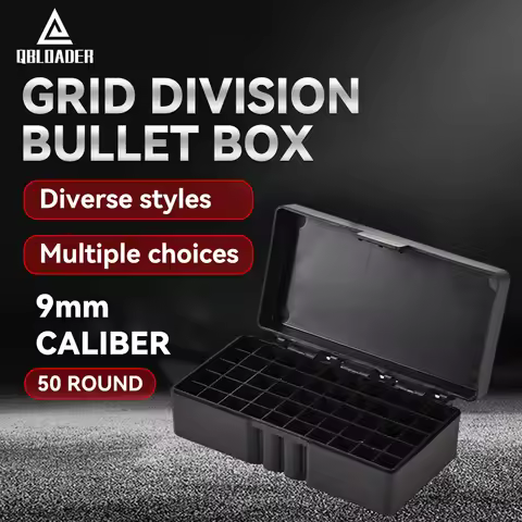 50 Rounds Tactical Ammo Box 9mm Pistol Rifle Ammo Bullet Carry Storage Box Flip-Top Cartridge Storag