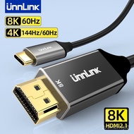 Unn 8K60Hz B C to HDMI Cable 4K144Hz Type-C Thunderbolt 4 Adapter one Laptop to TV for  S.amsung HW