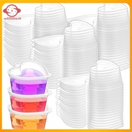 (su33322ou.th) 100 Sets 1.5 Oz Clear Heart Shaped Jello Cups with Lids, Small Condiment Containers, 