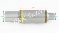 ท่อไอเสีย หม้อพักปลาย ฝาคว่ำ ยิงทราย 4-1/2"x8" ปลายโล่งตรง 3-1/2" [โลโก้เงิน BBK Factory]