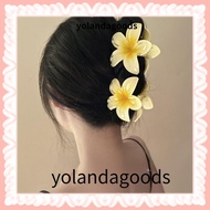 YOLAN Hair Claw, Plumeria Flower Shape Shark Clip Hairpins, Colorful Bohemian Styling Plastic Hair C