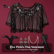 [Available] 5 Pieces Costume Accessory Set with Shawl Roaring 20s 1920s Costume Set with Gloves Shaw