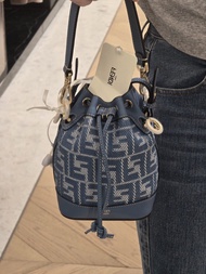 FENDI Mon Tresor 牛仔面料 Mini 水桶包 手袋 藍色