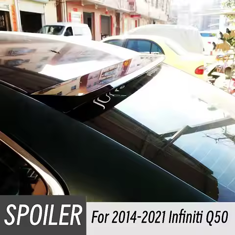 For 2014 15 16 17 18 19 20 21 Infiniti Q50 ABS Black Carbon Rear Window Roof Car Spoiler Wings Tunin