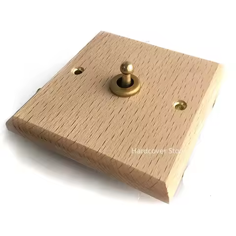 1-4 Gang Home Improvement 86 Type Wall Light Toggle Switch 2 Way Simple Style Beech Wood Panel Brass