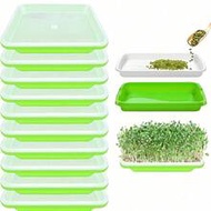 4pcs Green Seed Sprouter Trays,Seed Sprouter Tray With Drain Holes, Soil-Free Cultivation Germinatio