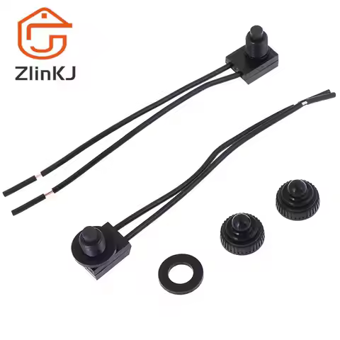 2PCS Hot Sale 12V Waterproof Push Button On-Off Switch With 4" Lead Wire Black Wholesale