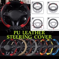Universal Car PU Leather Steering Cover Size 38cm Breathable Non-Slip Penutup Roda Stereng Kereta My