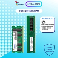 ADATA RAM DDR4/SO-DDR4 2666 U-DIMM/SO-DIMM - 4GB/8GB/16GB