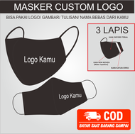 masker kain 3 ply custom logo / tulisan sablon 1 sisi