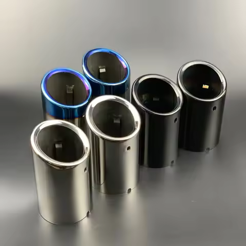 1 Pair Stainless Steel Car Exhaust Straight Tail Pipe Tips 80mm Inlet For AUDI A4 A5 A6 Q3 09-16