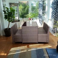 Rattan Rest Balcony Waterproof Sunscreen Dining Terrace Area Table Chair Leisure Combination XS0F