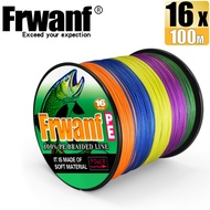 Frwanf 100M 16 Strands Braided Fishing Line X16 PE Line Hollow Flat Wires 20-500LB All Size Multicol