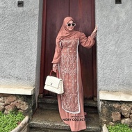 rb1 Gamis Syarifah Dewasa Set Hijab Ceruty x Brukat Sapto-Busana