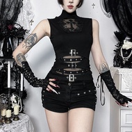 Sleeveless Top - Asian Gothic Hollow Cross Design