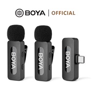 BOYA BY-V1/V2 Wireless Microphone Lapel Microphone Noise Cancelling Vlogging Mic for iPhone Android