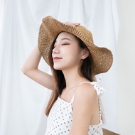 AHUA Is Okay Korean Women's Accessories Foldable Sunshade Straw Hat [H0028] Sunscreen Summer Breatha