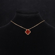VAN CLEEF&ARPELS(梵克雅寶) Vintage Alhambra 中號單花項鏈 新扣 18K黃金/紅玉髓 項鏈 黃金