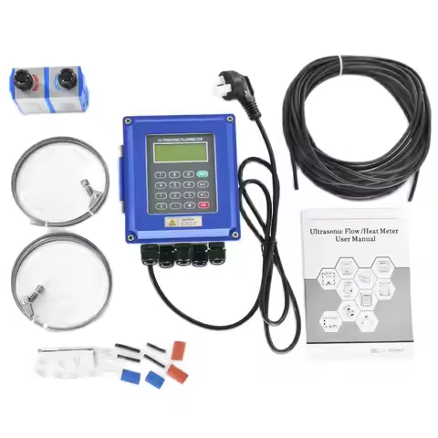 Digital Ultrasonic Water Flowmeter Wall Mounted Clamp On TM-1 Transducer DN50mm-700 TUF-2000B RS485 