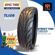 R17 TL126 EPIC STREET MOTORCYCLE TIRE TUBELESS FOR SNIPER; GIXXER150; FZi 150; FZ16 - 140/60-17