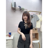 MIMA Queen A357 Polo Collar Twist Knit Top