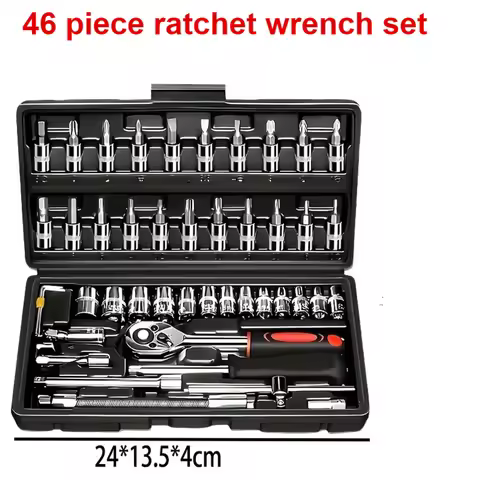 Motorcycle Toolbox Set Fast Ratchet Wrench 46pcs Socket Group Bit Industrial-grade Toolbox Auto Repa