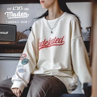 MADEN brand Korean version cute girls American casual pullover sweater Women contrasting patchwork r